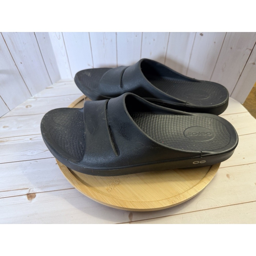 OOFOS Ooahh Sport Unisex Black Slide Slipper Recovery Sandals Sz Men 12 Women 14
